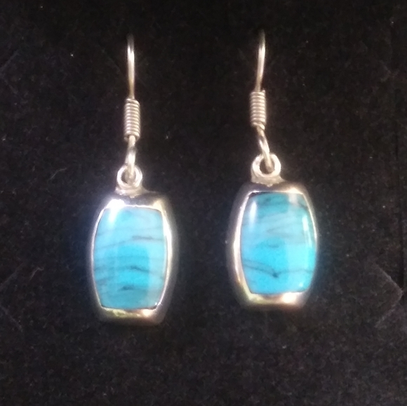 Stunning Vintage Taxco Sterling Turquoise Earrings - Picture 3 of 10